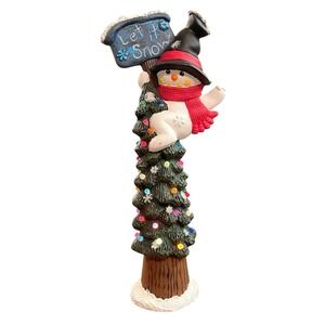 Let it Snow Ceramic Tree Mold Snowman Christmas Light‎ Climber Tabletop Vtg